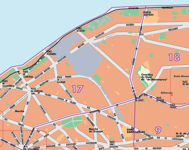 Paris Map, grid a3