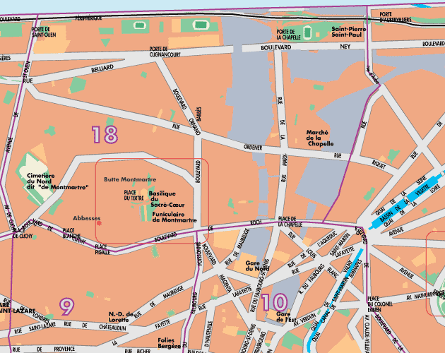 Paris Map, grid a4