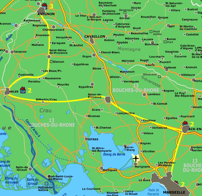 Itinerary Marseille-Avignon Map