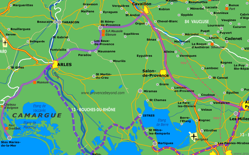 Aix-Saintes-Maries itinerary map
