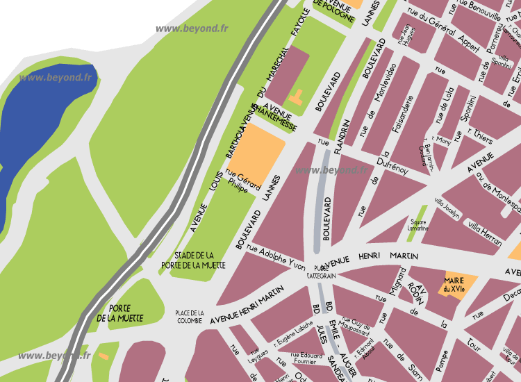 F02 Paris Detail Map Porte de la Muette 16th 