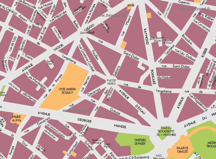F03 Paris Detail Map Place de Mexico 16th 