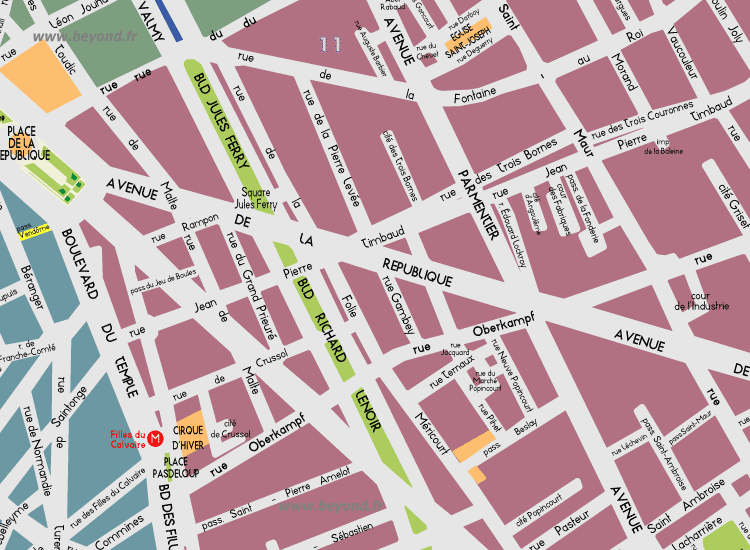 F10 Paris Detail Map Republique Parmentier 11th 