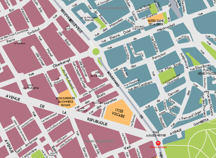 F11 Paris Detail Map Belleville 11th 20th 