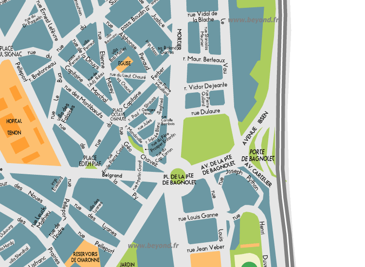 F13 Paris Detail Map Porte de Bagnolet 20th 