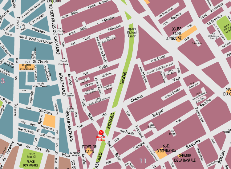 G10 Paris Detail Map Richard Lenoir 
