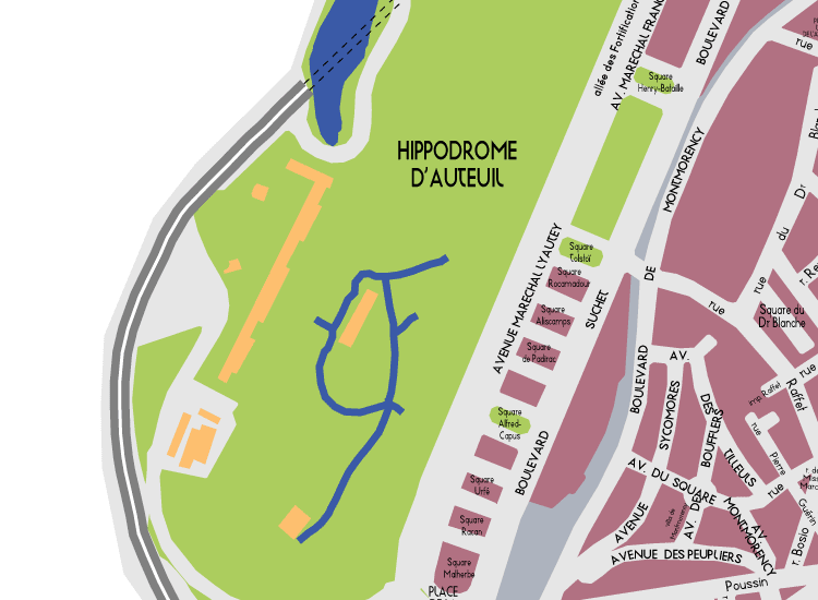 H01 Paris Detail Map Auteuil Hippodrome 