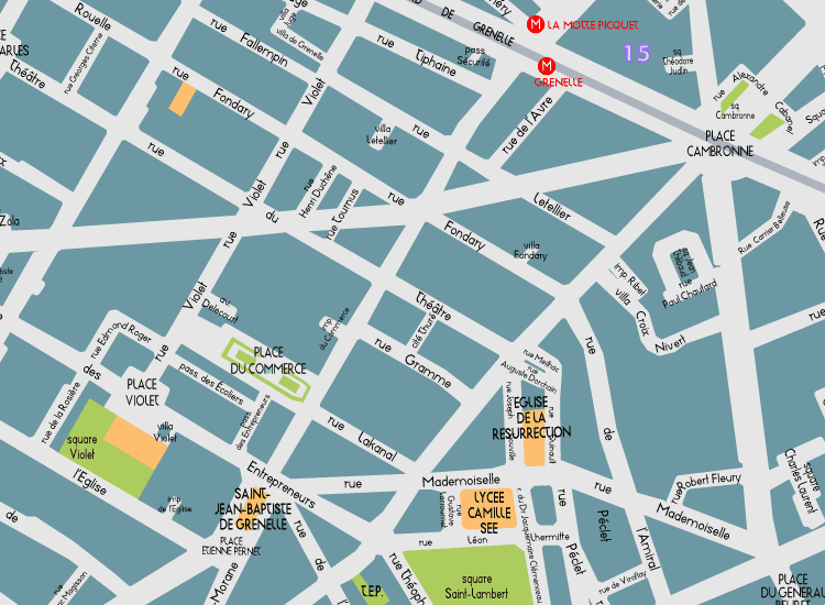 J04 Paris Detail Map Place du Commerce 