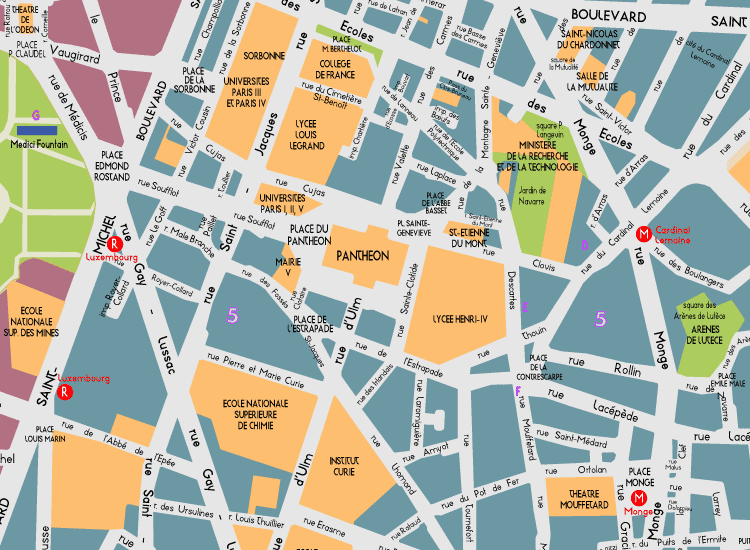 J08 Paris Detail Map Pantheon 