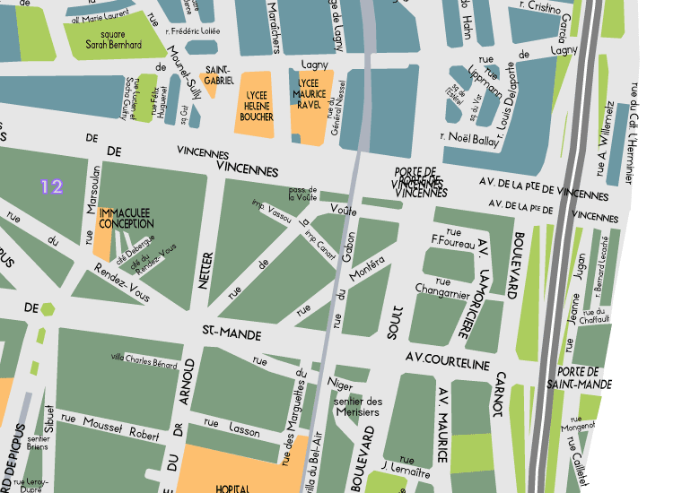 J13 Paris Detail Map Porte de Vincennes 