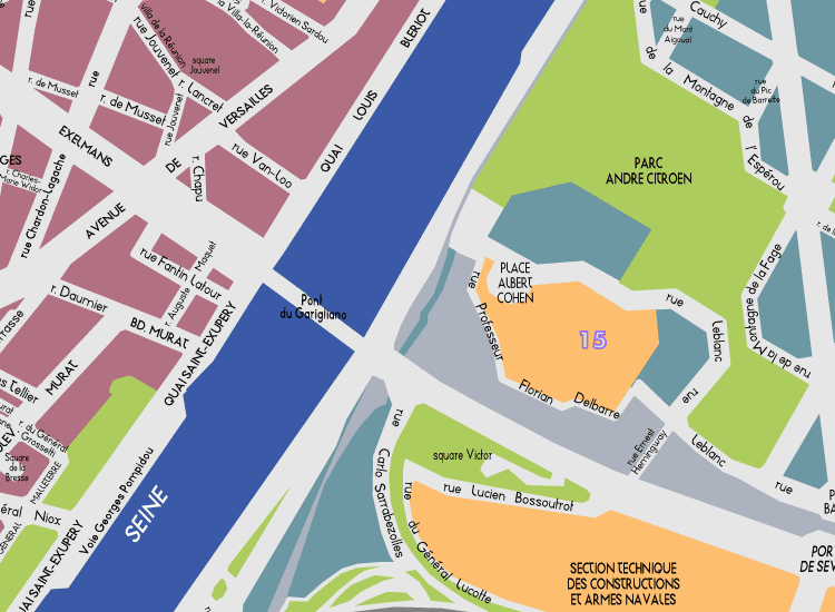K02 Paris Detail Map Andre Citroen Park 