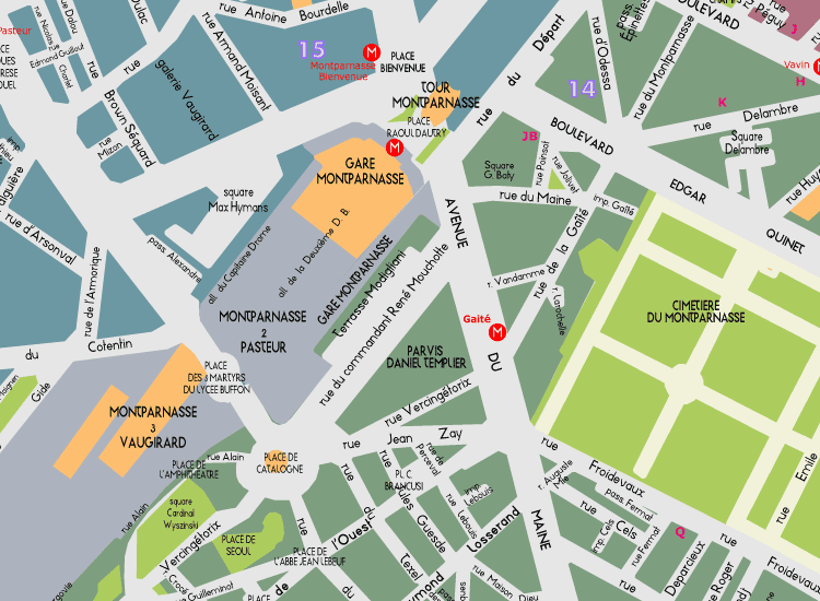 K06 Paris Detail Map Montparnasse-Vaugirard 