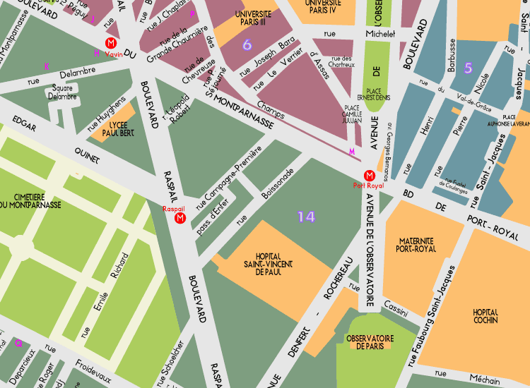 K07 Paris Detail Map Raspail - Port Royal 