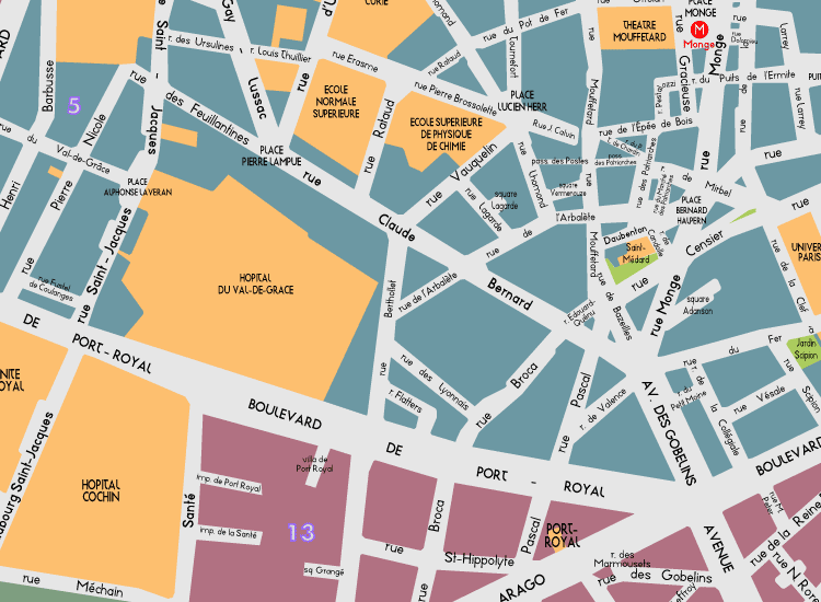 K08 Paris Detail Map Val-de-Grace 