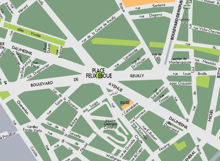 K12 Paris Detail Map Felix Eboue 