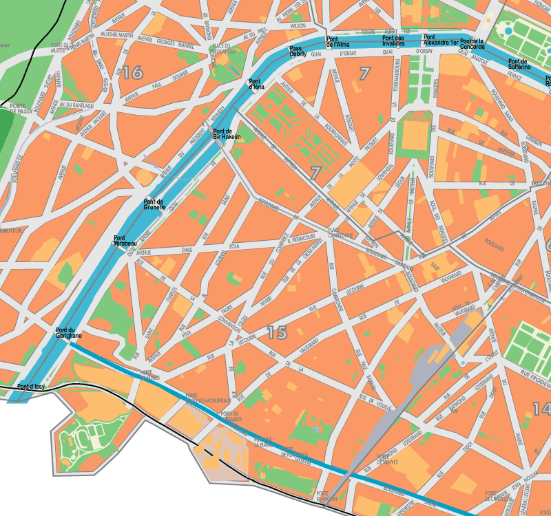 Paris Bridges West Map