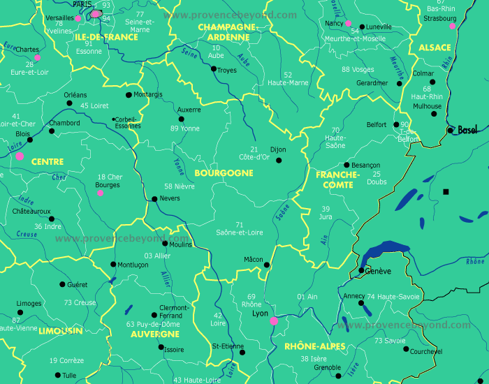 France Regional Center-East map