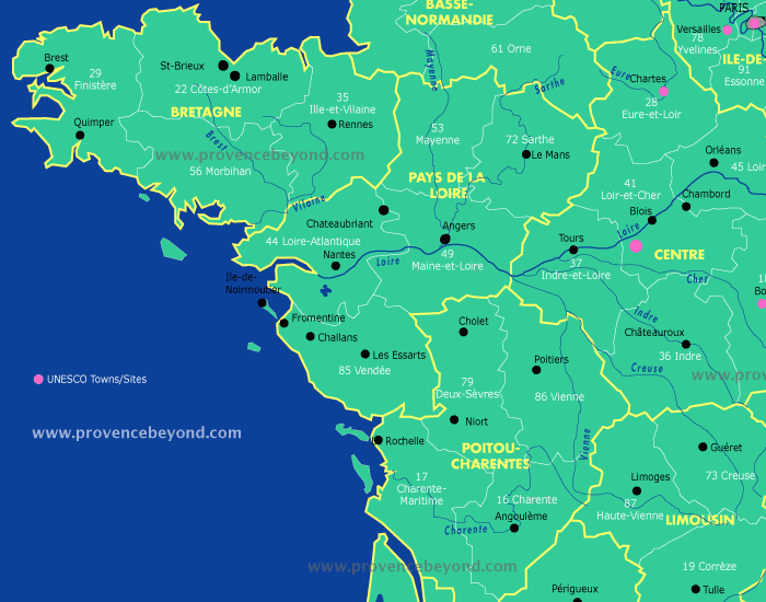 France Regional Center-West map