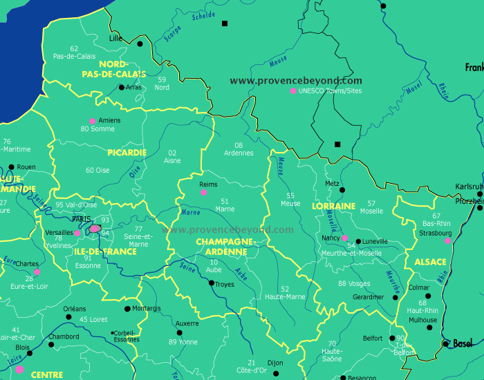France Regional Northeast map