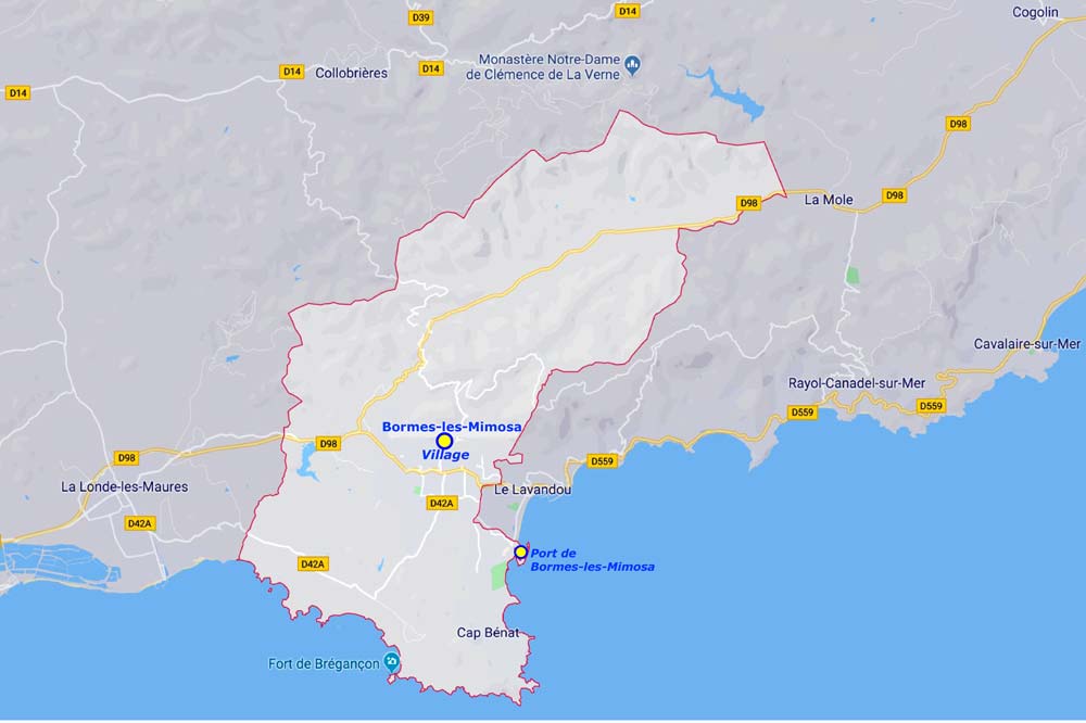 BormeslesMimosas Map Commune, by Provence Beyond