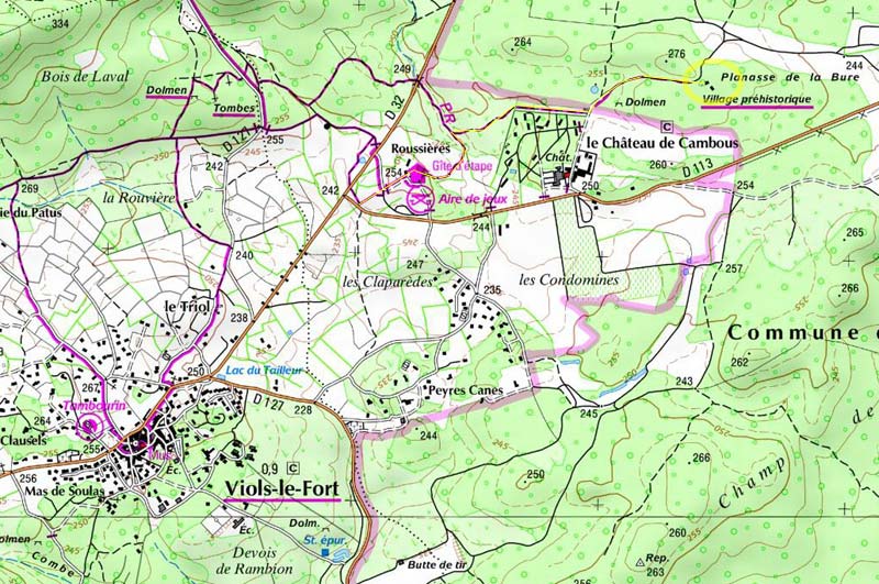 Cambous Archeological Hiking Map 