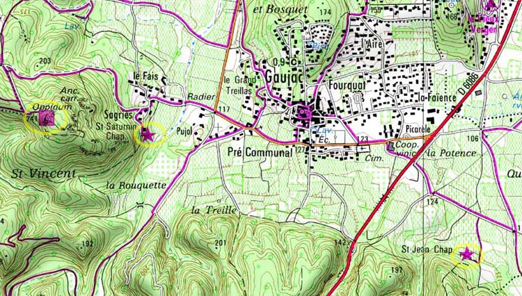 Gaujac Sites Map 