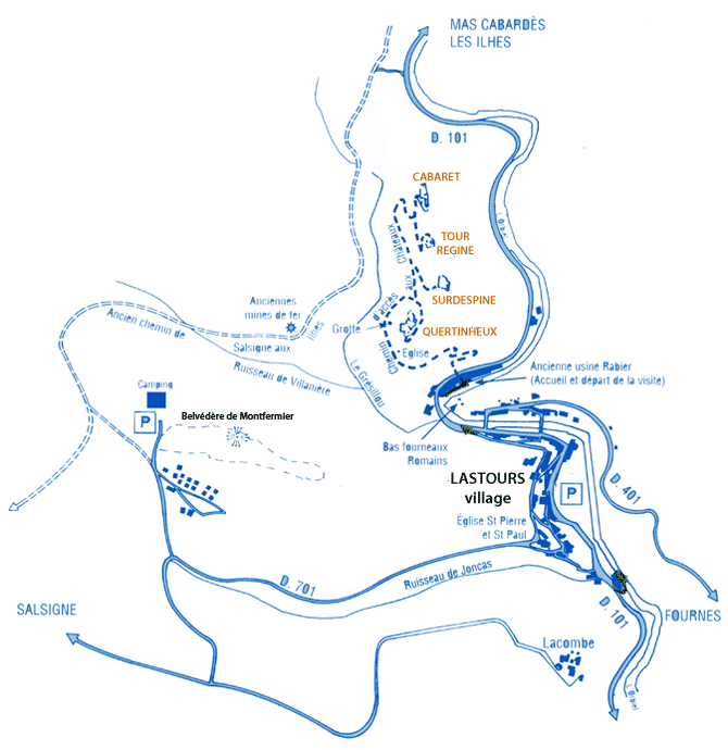 Lastours village Map 