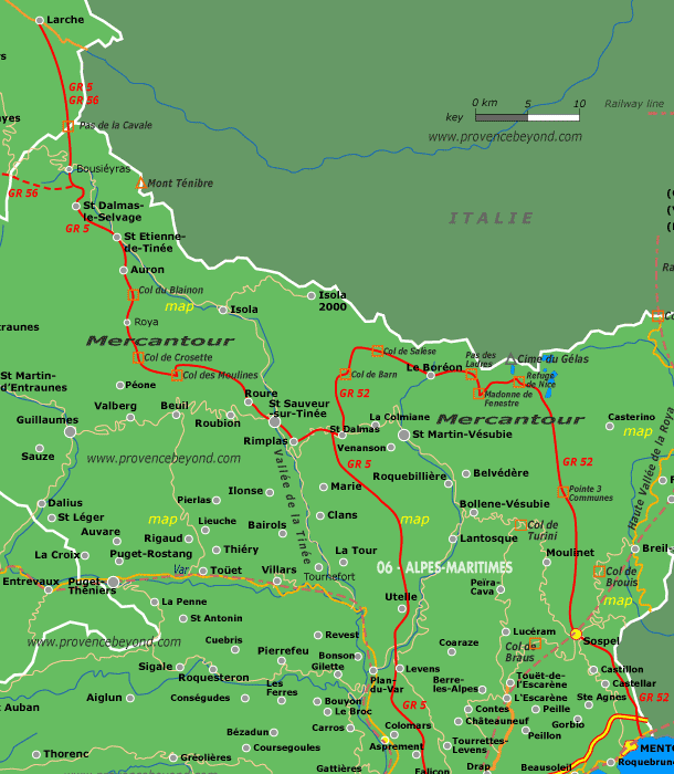 France Map Detail GR5-GR52 