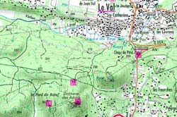 Scanned IGN map of the Adrets