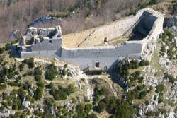 Aerial photo of Montségur Castle on