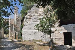The iron spiral staircase leads to
