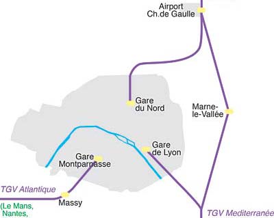 TGV Paris rail map 
