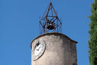 Ansouis village bell tower top and