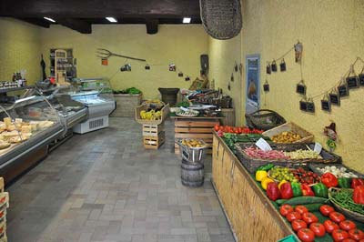 Interior of the produce shop in