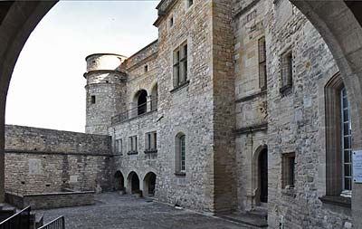Le Barroux castle courtyard viewed through