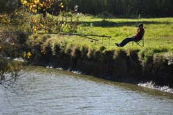 Hard working fisherman at the lake