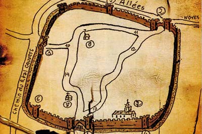Map of Eyragues and its fortifications