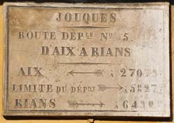 Ancient road sign at Jouques, Aix
