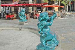 Fountain detail at Limoux's Place de
