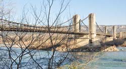 The old suspension bridge across the