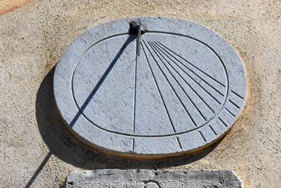 Ancient carved-stone sundial on the