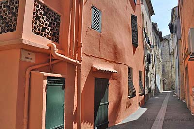Bright ocre houses on the narrow