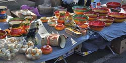 A market pottery stand in Saint