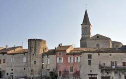 Ancient houses built into the defensive